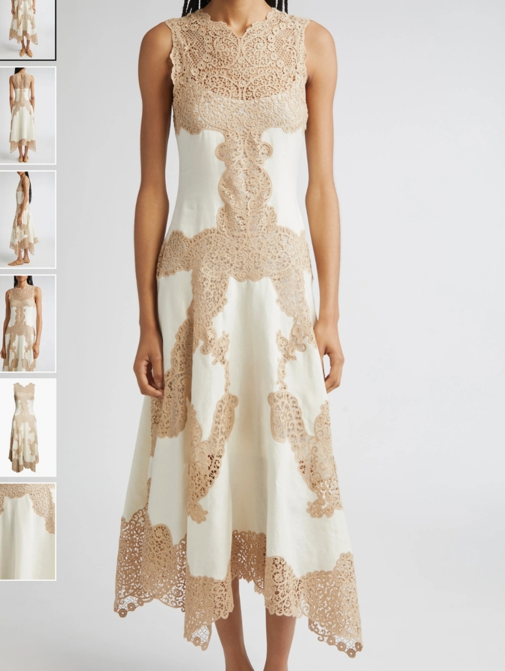 Ulla Johnson NWT Arlette Handkerchief Sleeveless Linen Ivory Beige Lace Dress